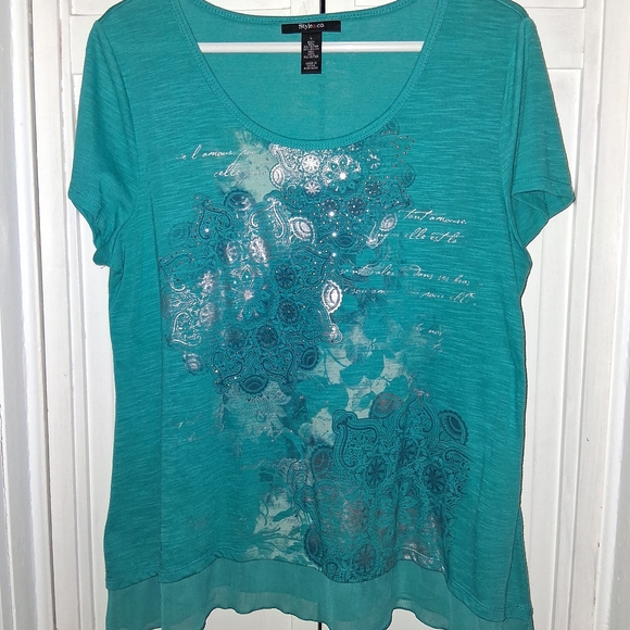 Style & Co. Tops - Style & Co. Turquoise Short Sleeve Top